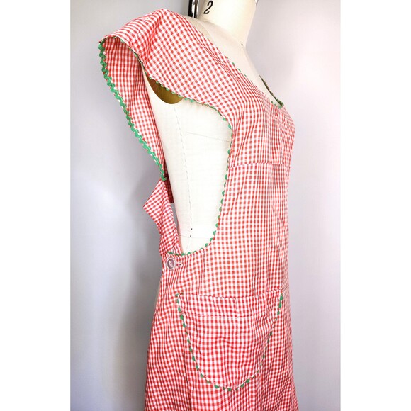 Vintage 1940s Apron - Gingham Plaid Checkered Apron Cottage Chic French Country - Picture 7 of 8